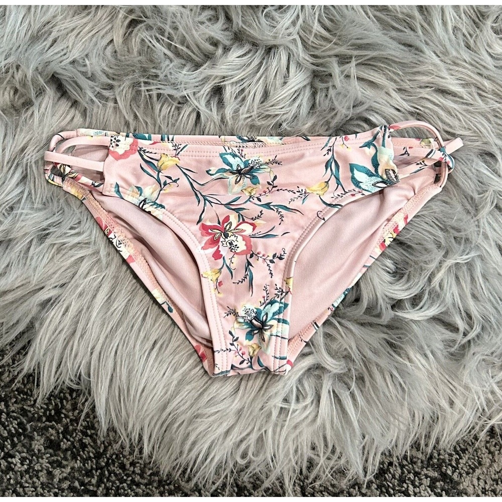 O'Neill Girls Floral Swim Suit‎ Bottoms Size 8 With Adorable Strappy Waist